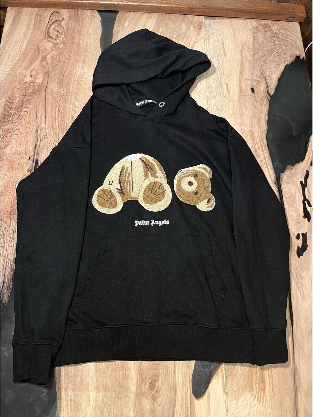 Palm Angels Tufted Bear Hoodie Pullover Black Sz Med Streetwear